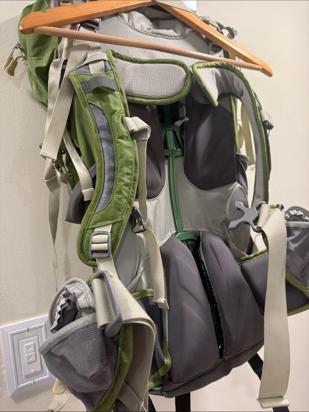 Green and Gray Men's Outdoor Backpack - Rugged Travel Pack
